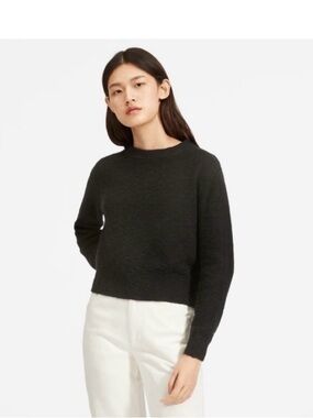 Everlane Cotton-Linen Crew Sweater in Washed Black